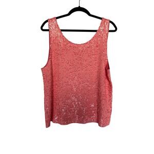 J. Crew Heathered Sequined Tank Top in Medium Orange Peach, XL